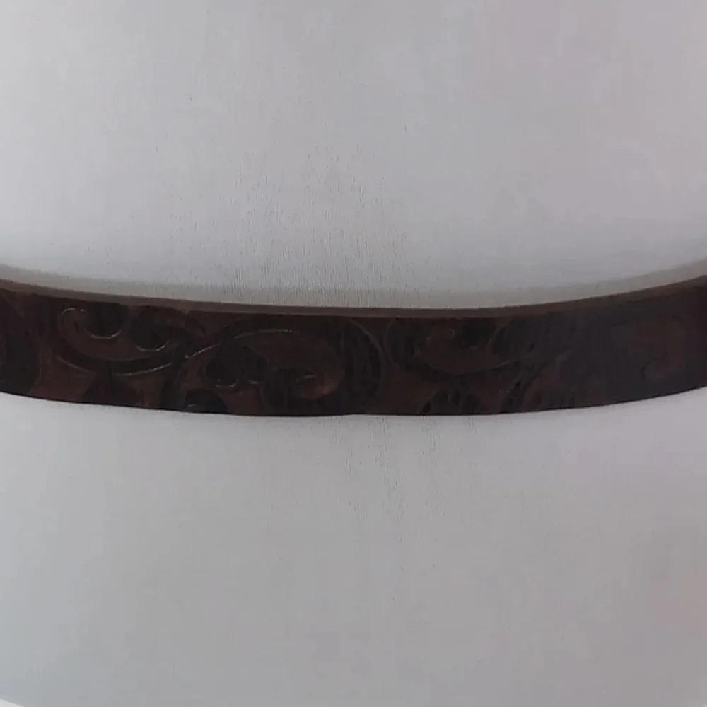 Brighton Dark Brown‎ Handtooled Leather Belt with Silver Heart Oval Buckle